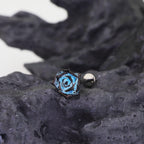 3D Blue Resin Rose Titanium Studs - 3D Blue Resin Rose Titanium Studs - 6mm by CRUXJEWELRY