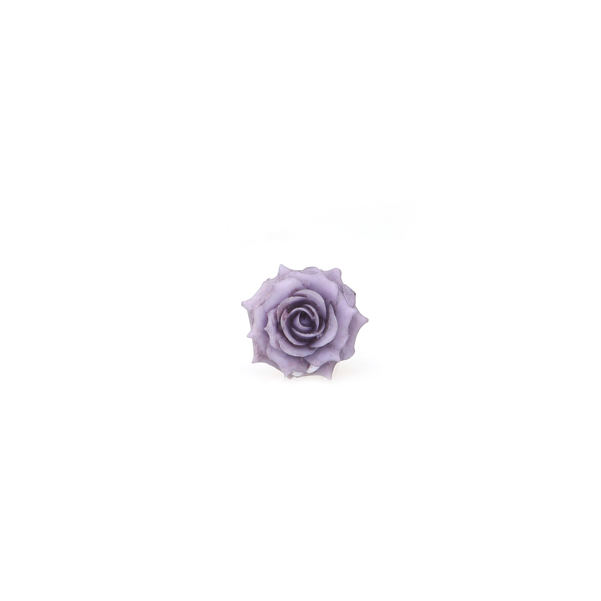 3D Purple Resin Rose Titanium Studs - 3D Purple Resin Rose Titanium Studs - 6mm by CRUXJEWELRY