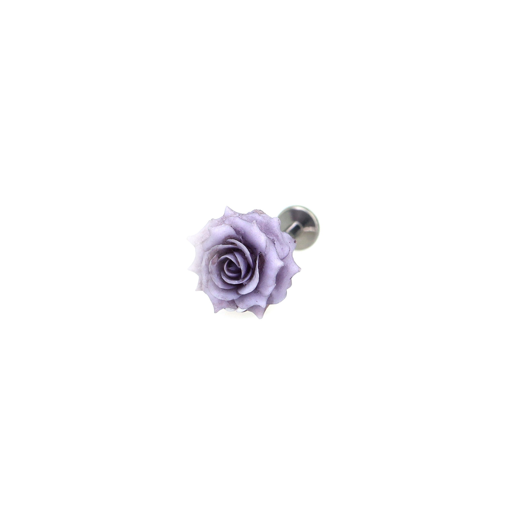 3D Purple Resin Rose Titanium Studs - 3D Purple Resin Rose Titanium Studs - 6mm by CRUXJEWELRY