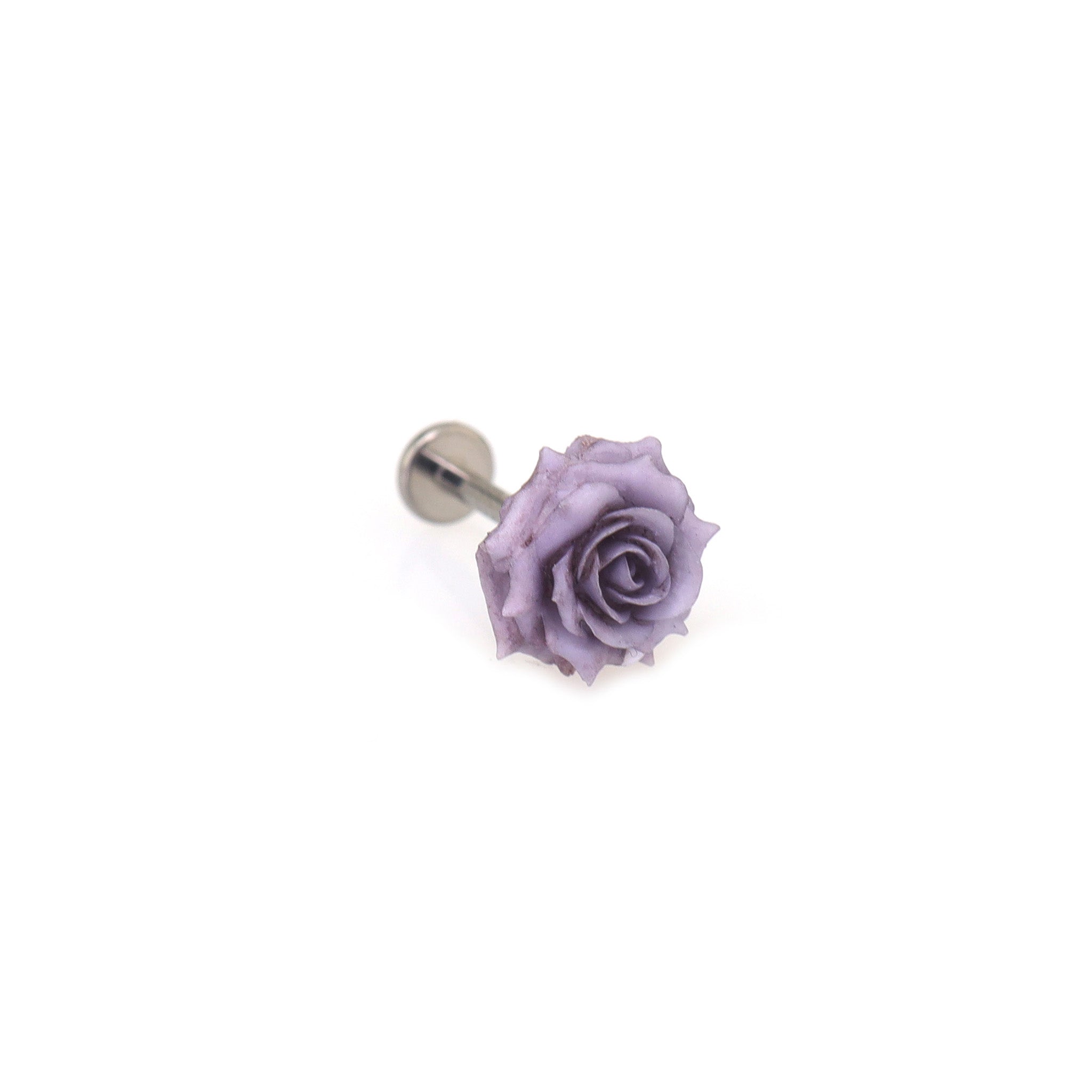 3D Purple Resin Rose Titanium Studs - 3D Purple Resin Rose Titanium Studs - 6mm by CRUXJEWELRY