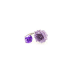 3D Purple Resin Rose & CZ Titanium Horseshoe Rings - 3D Purple Resin Rose & CZ Titanium Horseshoe Rings - 8mm by CRUXJEWELRY