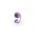 3D Purple Resin Rose & CZ Titanium Horseshoe Rings - 3D Purple Resin Rose & CZ Titanium Horseshoe Rings - 8mm by CRUXJEWELRY