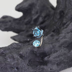 Butterfly Floral Whisper Rose Blue Cartilage & Helix Look - Butterfly Floral Whisper Rose Blue Cartilage & Helix Look - Rose Horseshoe Rings by CRUXJEWELRY