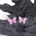 Pair Of 3D Pink Gradient Resin Butterfly Stainless Steel Ear Studs - Pair Of 3D Pink Gradient Resin Butterfly Stainless Steel Ear Studs - 0.8mm/20G by CRUXJEWELRY