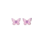 Pair Of 3D Pink Gradient Resin Butterfly Stainless Steel Ear Studs - Pair Of 3D Pink Gradient Resin Butterfly Stainless Steel Ear Studs - 0.8mm/20G by CRUXJEWELRY