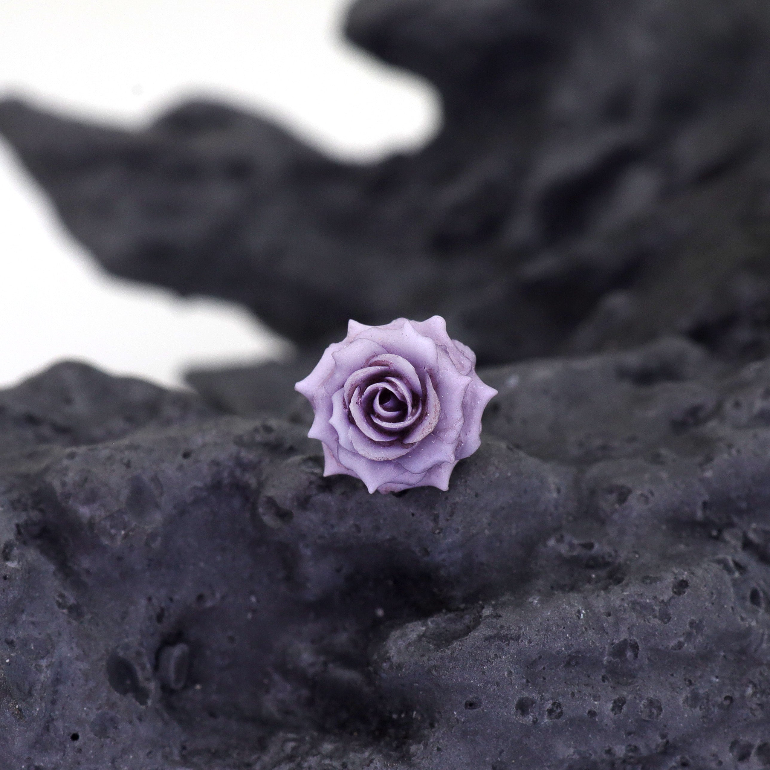 3D Purple Resin Rose Titanium Studs - 3D Purple Resin Rose Titanium Studs - 6mm by CRUXJEWELRY