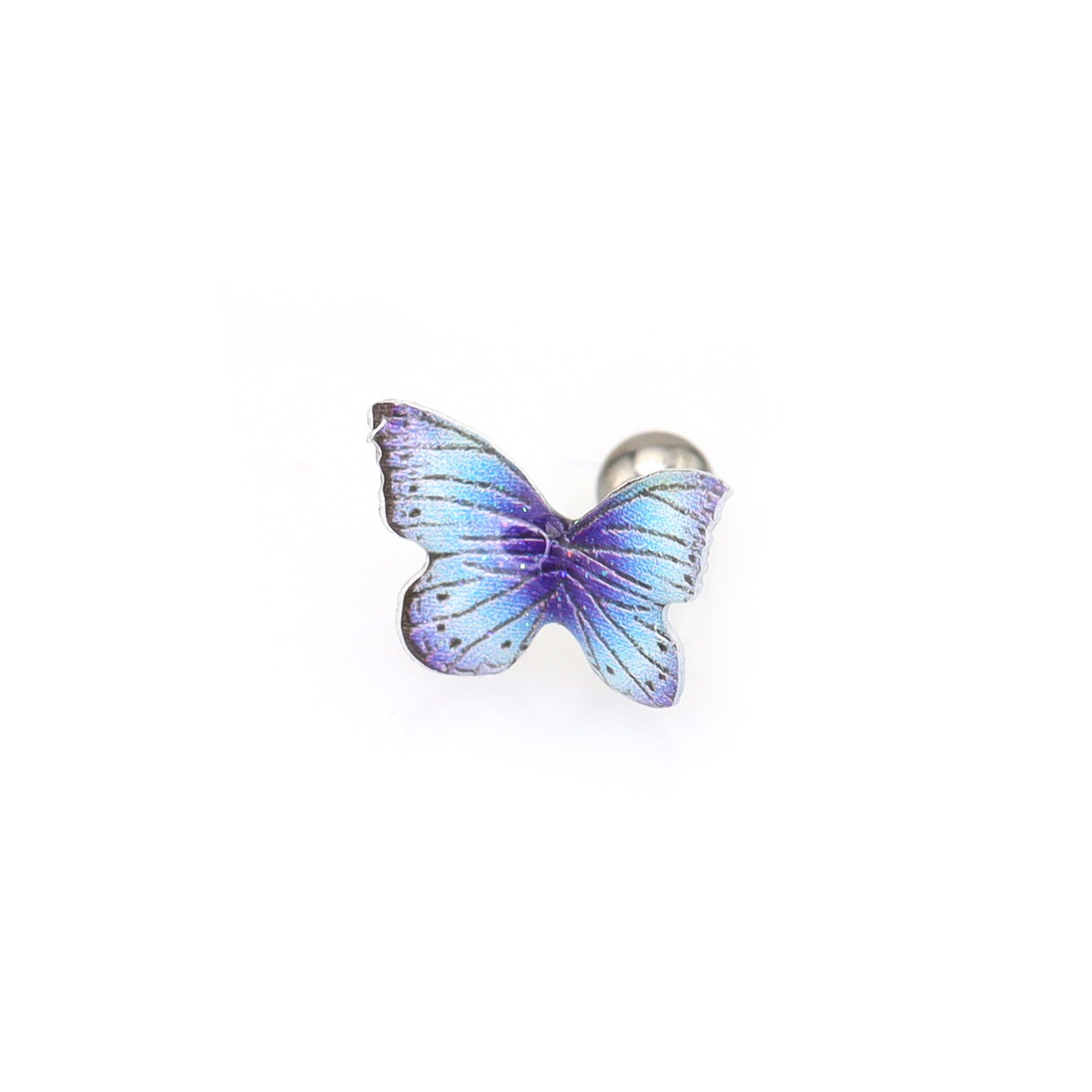 Blue Gradient Resin Butterfly Stainless Steel Ear Studs - Blue Gradient Resin Butterfly Stainless Steel Ear Studs - 0.8mm/20G by CRUXJEWELRY