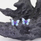 Blue Gradient Resin Butterfly Stainless Steel Ear Studs - Blue Gradient Resin Butterfly Stainless Steel Ear Studs - 0.8mm/20G by CRUXJEWELRY