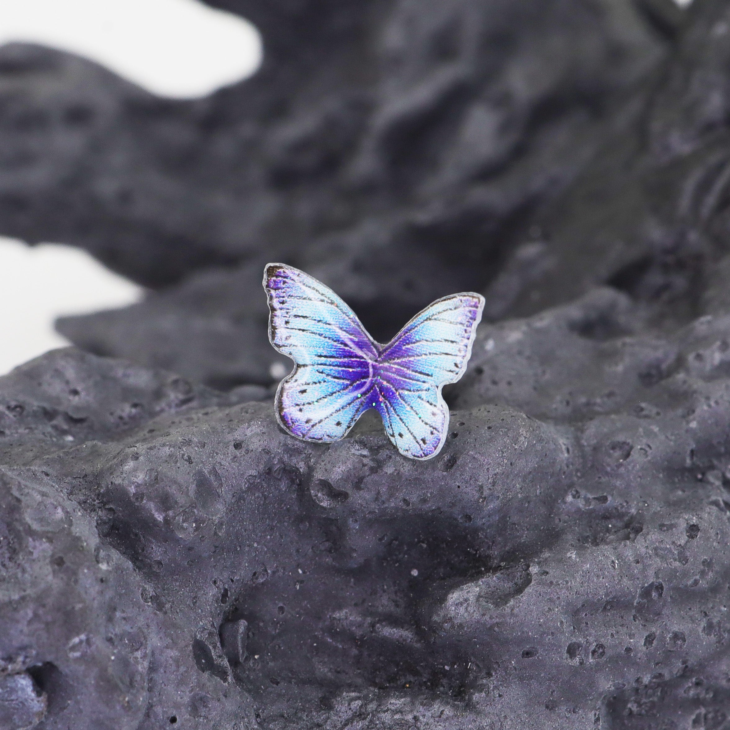 Butterfly Floral Whisper | Ethereal Dreamy Ear Studs & Cartilage Earrings - Butterfly Floral Whisper | Ethereal Dreamy Ear Studs & Cartilage Earrings - Purple Butterfly by CRUXJEWELRY