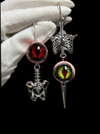 Cthulhu Eye - Grim Eye Skull Earrings - Cthulhu Eye - Grim Eye Skull Earrings - Red Eye Skull by CRUXJEWELRY