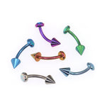 Rainbow Opal Spike Titanium Rook Jewelry - Rainbow Opal Spike Titanium Rook Jewelry - ocean-blue / 6mm by CRUXJEWELRY