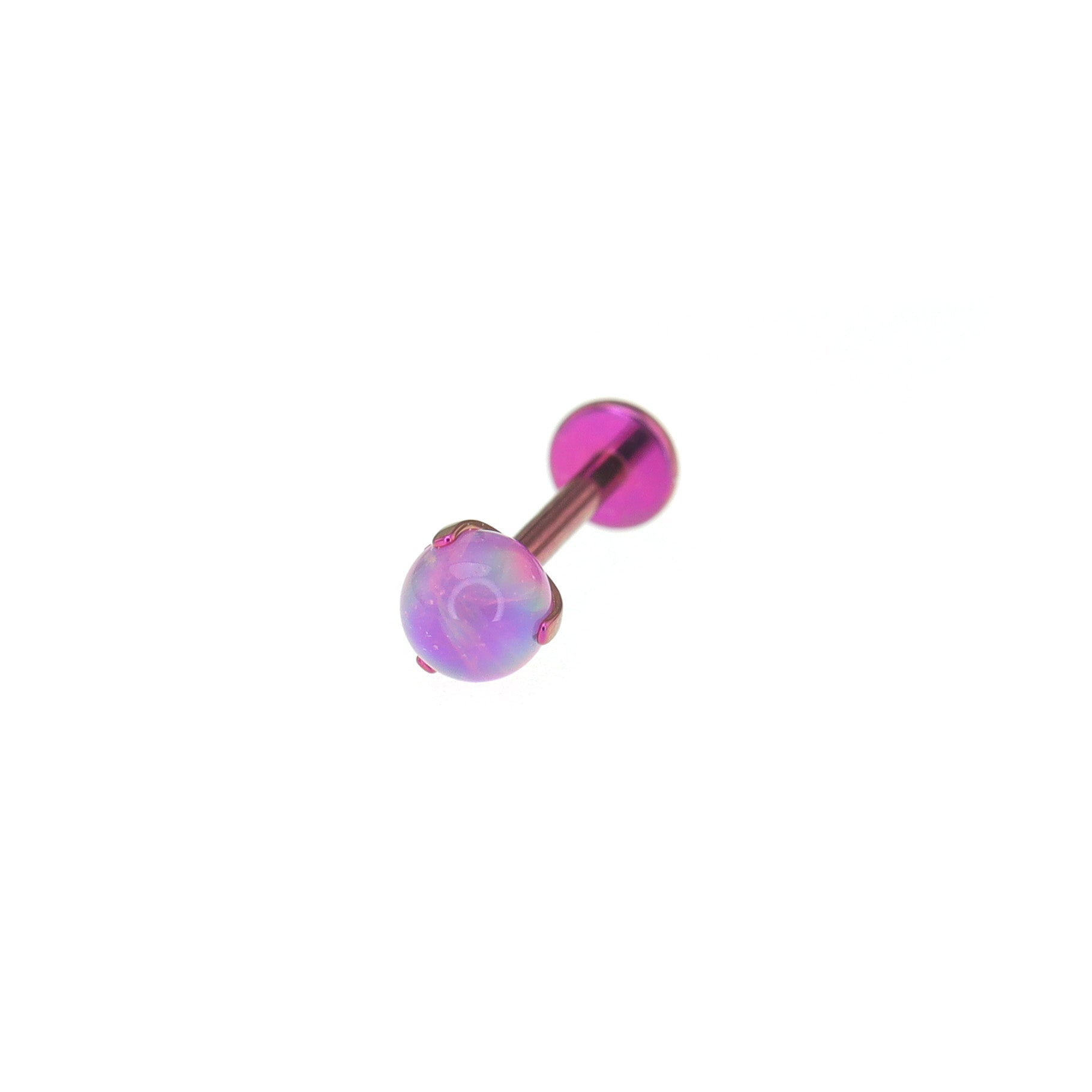 Aurora Borealis Opal Internally Threaded Titanium Studs - Aurora Borealis Opal Internally Threaded Titanium Studs - Pink / 4mm / 5mm by CRUXJEWELRY