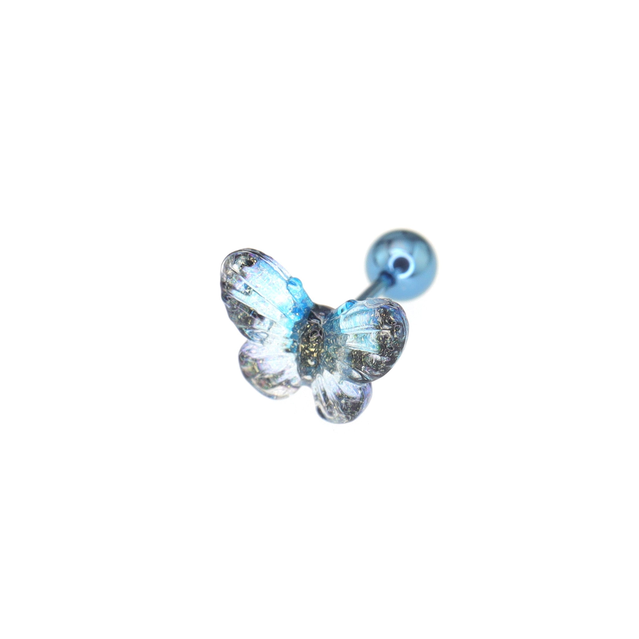 Translucent Gradient Butterfly Titanium Ear Studs - Translucent Gradient Butterfly Titanium Ear Studs - Blue / Single by CRUXJEWELRY