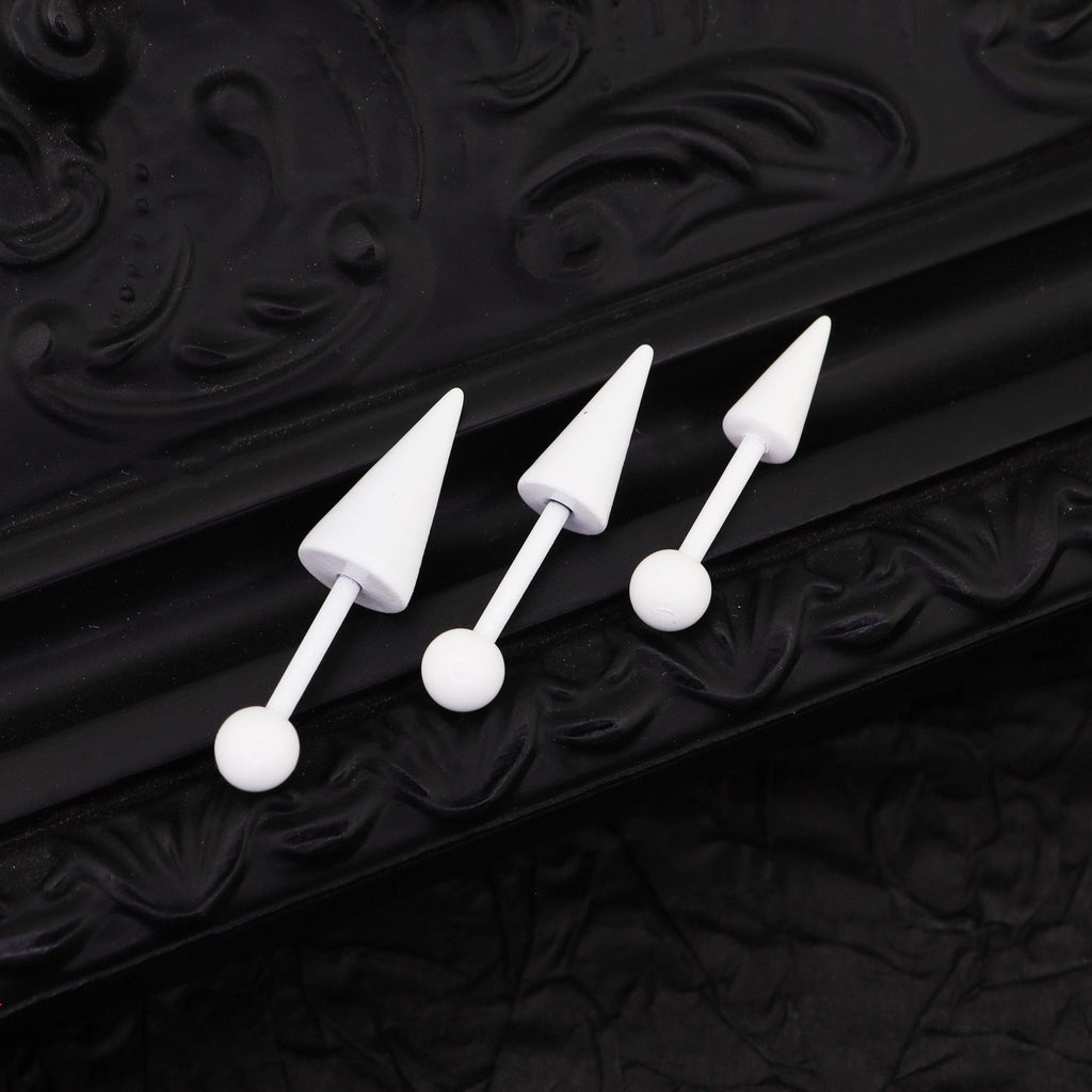 White Enamel Externally Threaded stainless steel Helix Studs - White Enamel Externally Threaded stainless steel Helix Studs - Small by CRUXJEWELRY