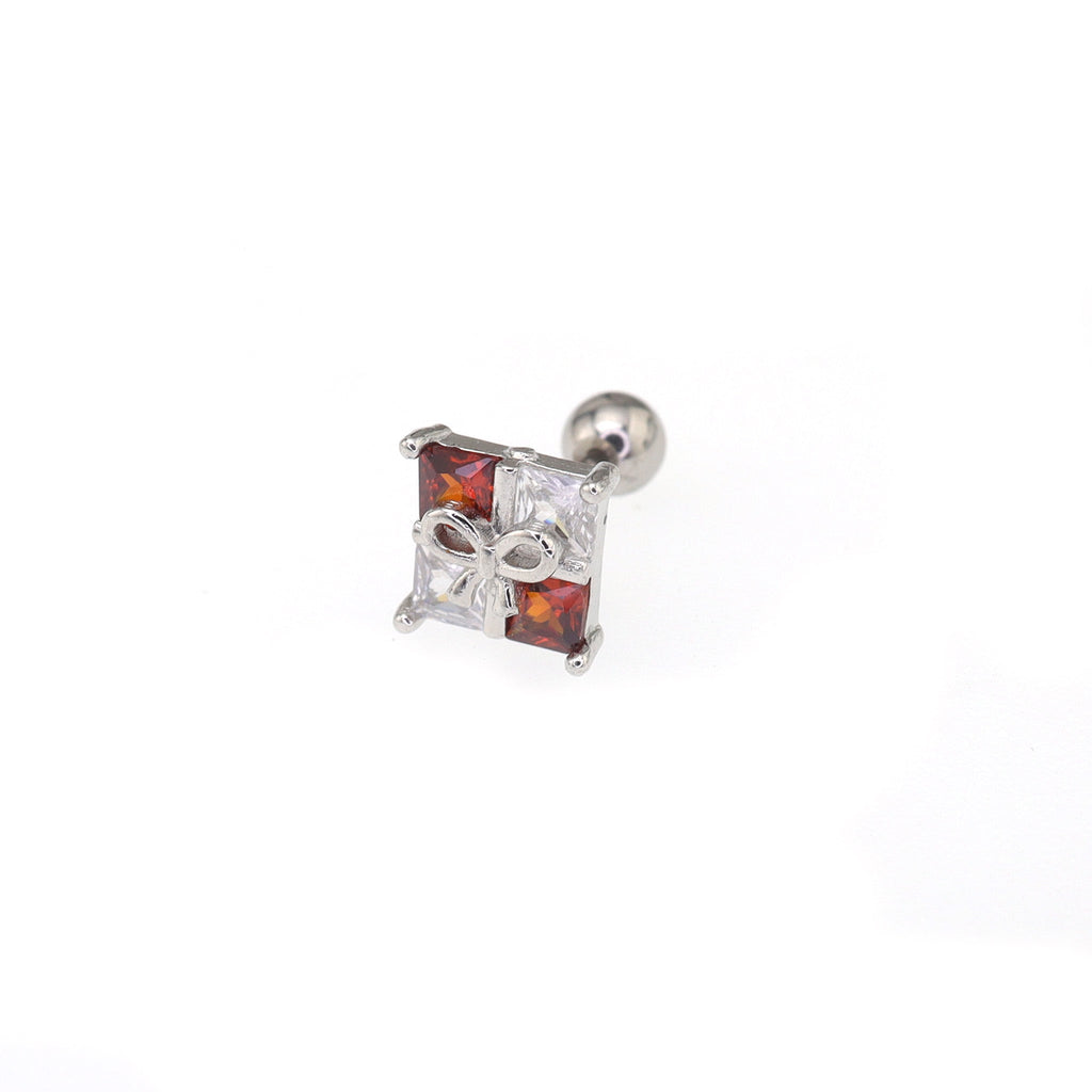 Christmas - Gift Box CZ stainless steel Ear Studs - Christmas - Gift Box CZ stainless steel Ear Studs - Single / 0.8mm/20G by CRUXJEWELRY
