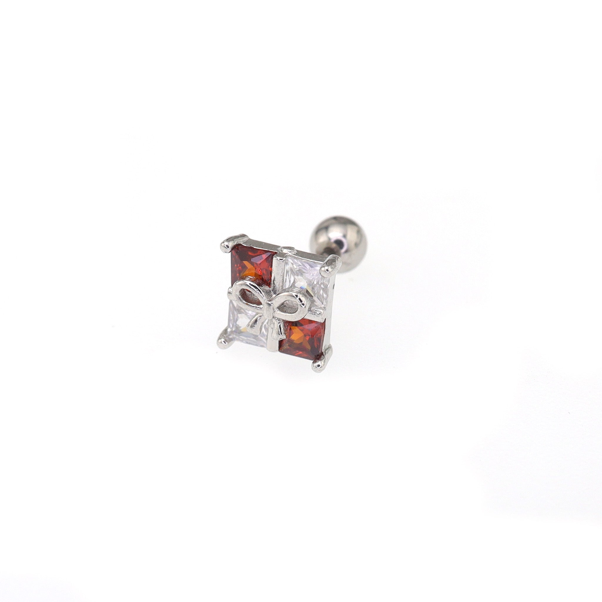 Christmas - Gift Box CZ stainless steel Ear Studs - Christmas - Gift Box CZ stainless steel Ear Studs - Single / 0.8mm/20G by CRUXJEWELRY