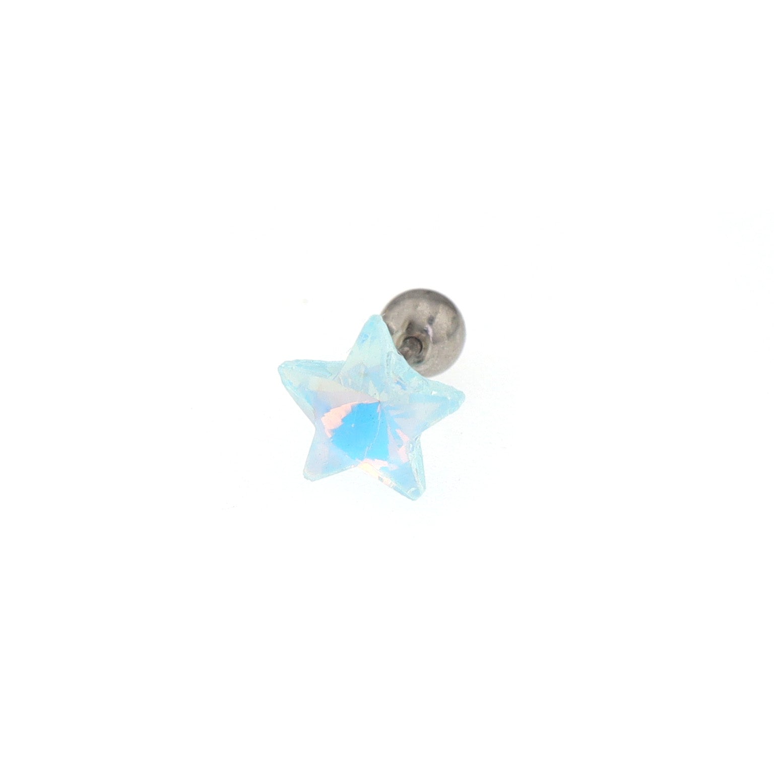 Colorful Opal Pentagram Stainless Steel Ear Studs - Colorful Opal Pentagram Stainless Steel Ear Studs - Blue / Single by CRUXJEWELRY