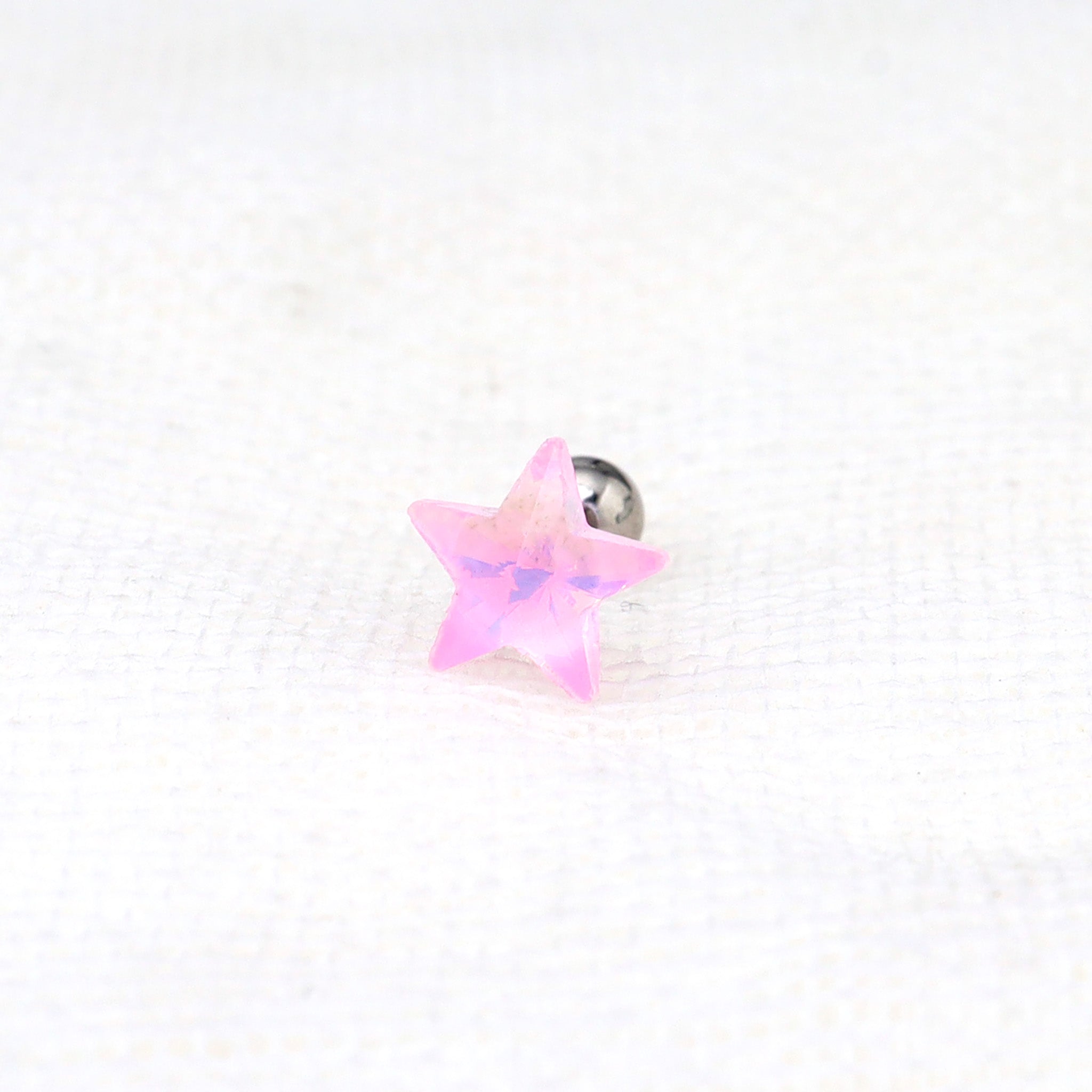 Colorful Opal Pentagram Stainless Steel Ear Studs - Colorful Opal Pentagram Stainless Steel Ear Studs - Pink / Single by CRUXJEWELRY