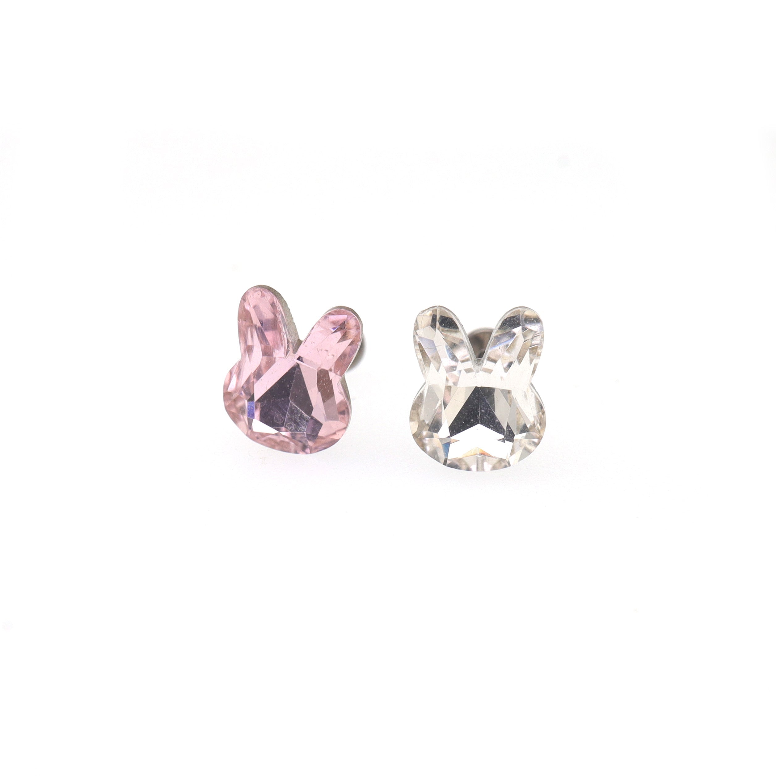 Pink & White Bunny Internally Threaded Titanium Studs - Pink & White Bunny Internally Threaded Titanium Studs - Pink / Single / 5mm by CRUXJEWELRY
