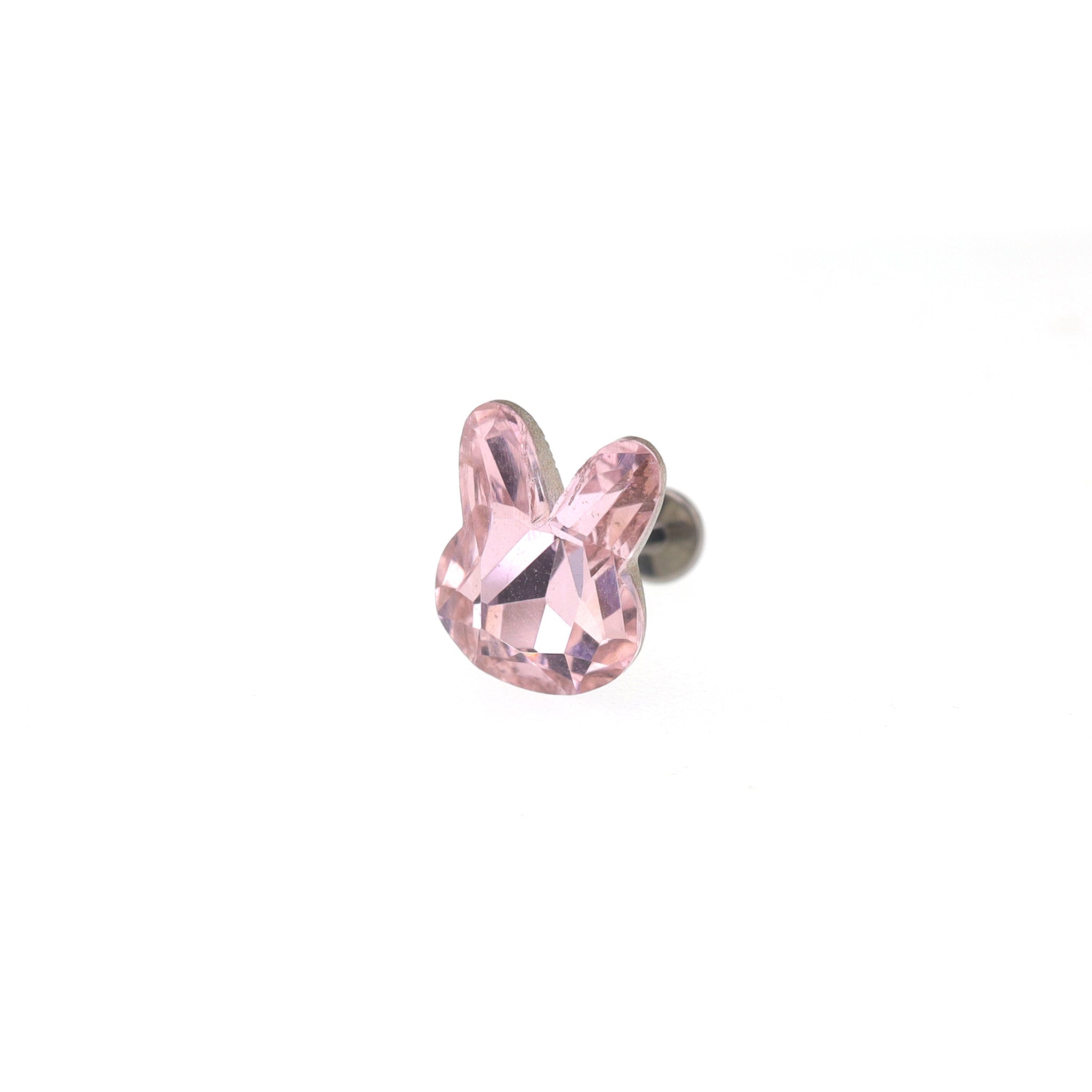 Pink & White Bunny Internally Threaded Titanium Studs - Pink & White Bunny Internally Threaded Titanium Studs - Pink / Single / 5mm by CRUXJEWELRY