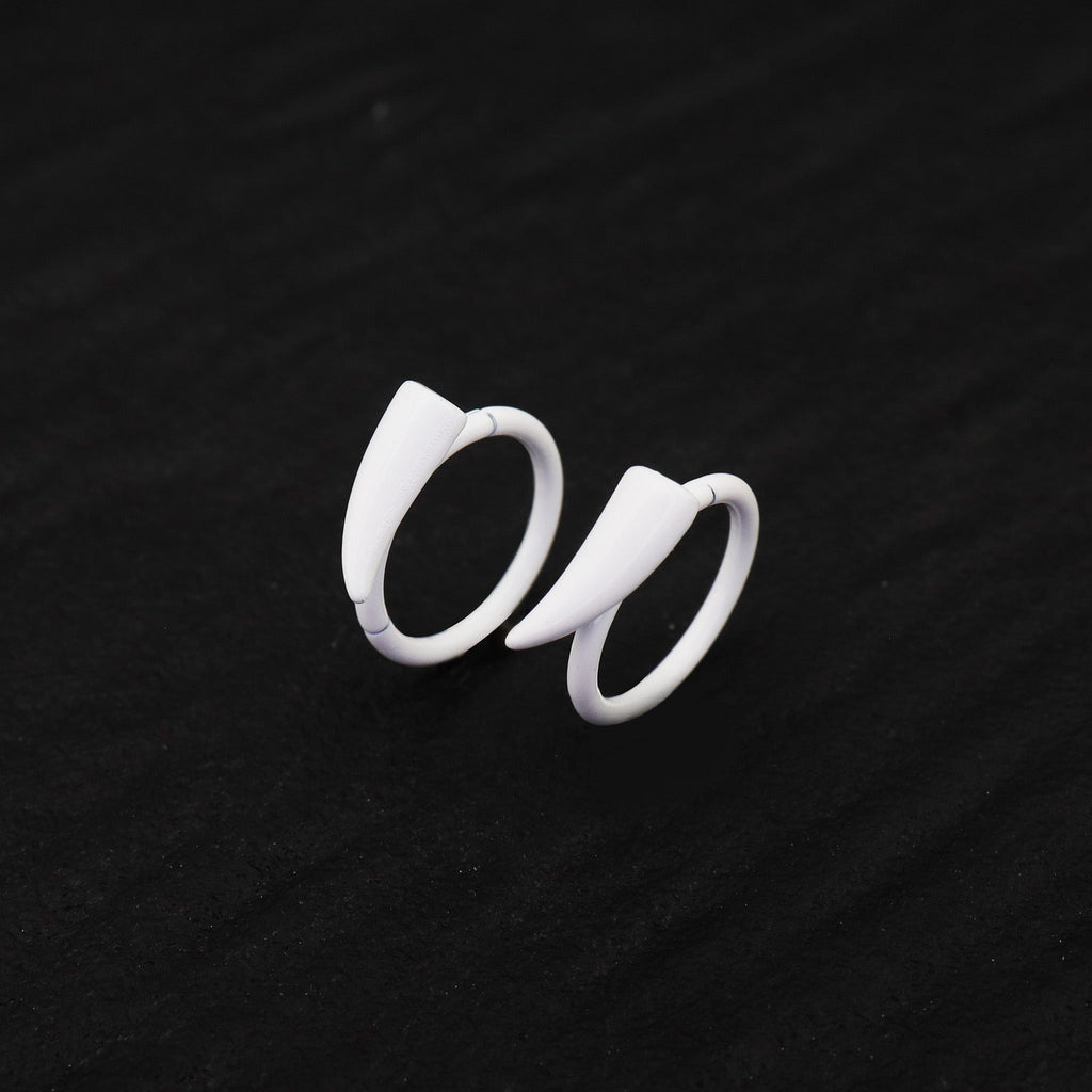 CRUX - PAIR OF White Enamel Fangs stainless steel Lip Clip - CRUX - PAIR OF White Enamel Fangs stainless steel Lip Clip - 8mm by CRUXJEWELRY