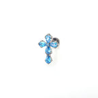 CZ Cross Internally Threaded Titanium Studs - CZ Cross Internally Threaded Titanium Studs - Blue / 6mm by CRUXJEWELRY