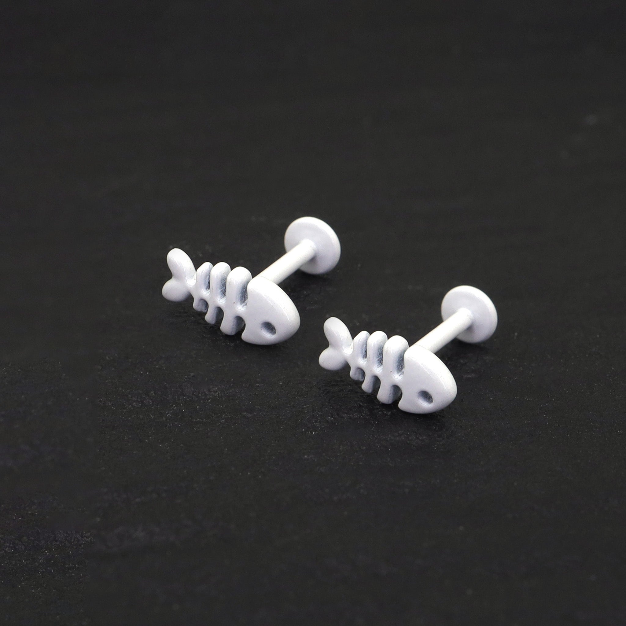 CRUX - White Fishbone Internally Threaded stainless steel Studs - CRUX - White Fishbone Internally Threaded stainless steel Studs - Fishbone / 8mm by CRUXJEWELRY