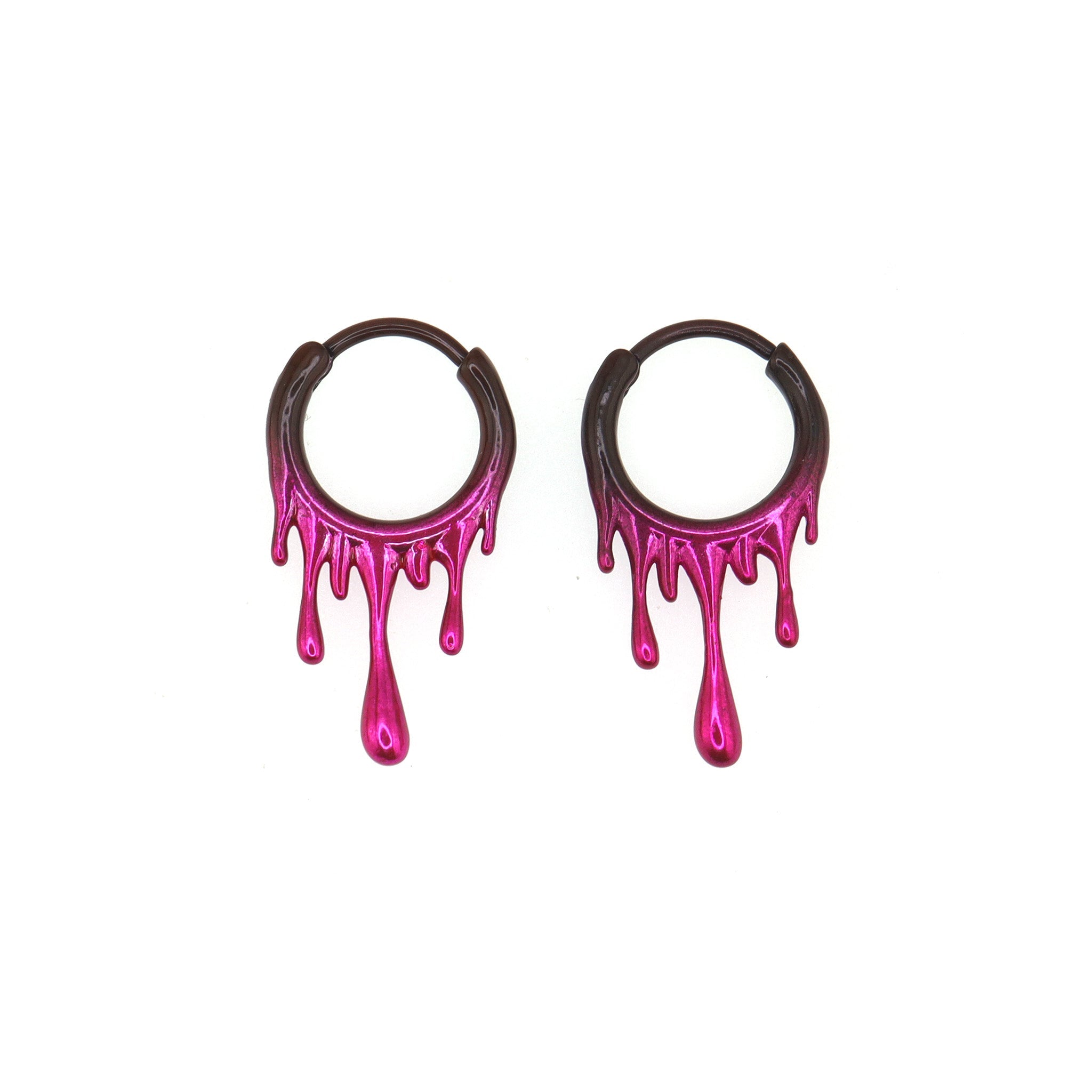 Lava Flow Gradient Stainless Steel Earrings - Lava Flow Gradient Stainless Steel Earrings - Black-Pink Gradient by CRUXJEWELRY