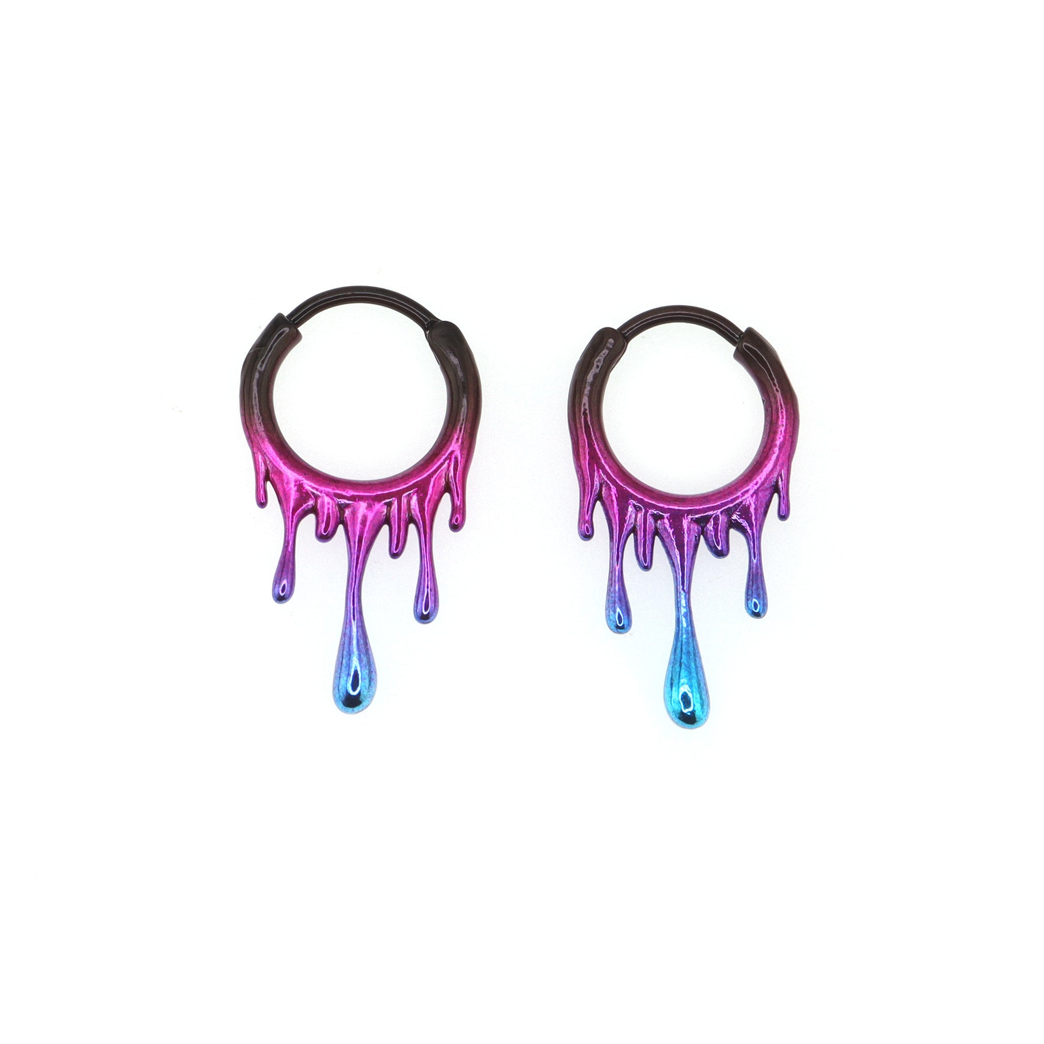 Lava Flow Gradient Stainless Steel Earrings - Lava Flow Gradient Stainless Steel Earrings - Black-Pink-Blue Gradient by CRUXJEWELRY