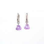 Rainbow Heart CZ Pendant Stainless steel Earrings - Rainbow Heart CZ Pendant Stainless steel Earrings - Purple / Set by CRUXJEWELRY