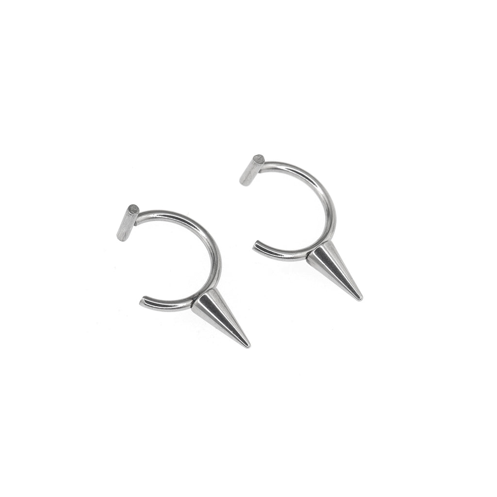 Studded Spike Stainless steel Fake Lip Ring - Studded Spike Stainless steel Fake Lip Ring - Sliver / Set / 8mm by CRUXJEWELRY