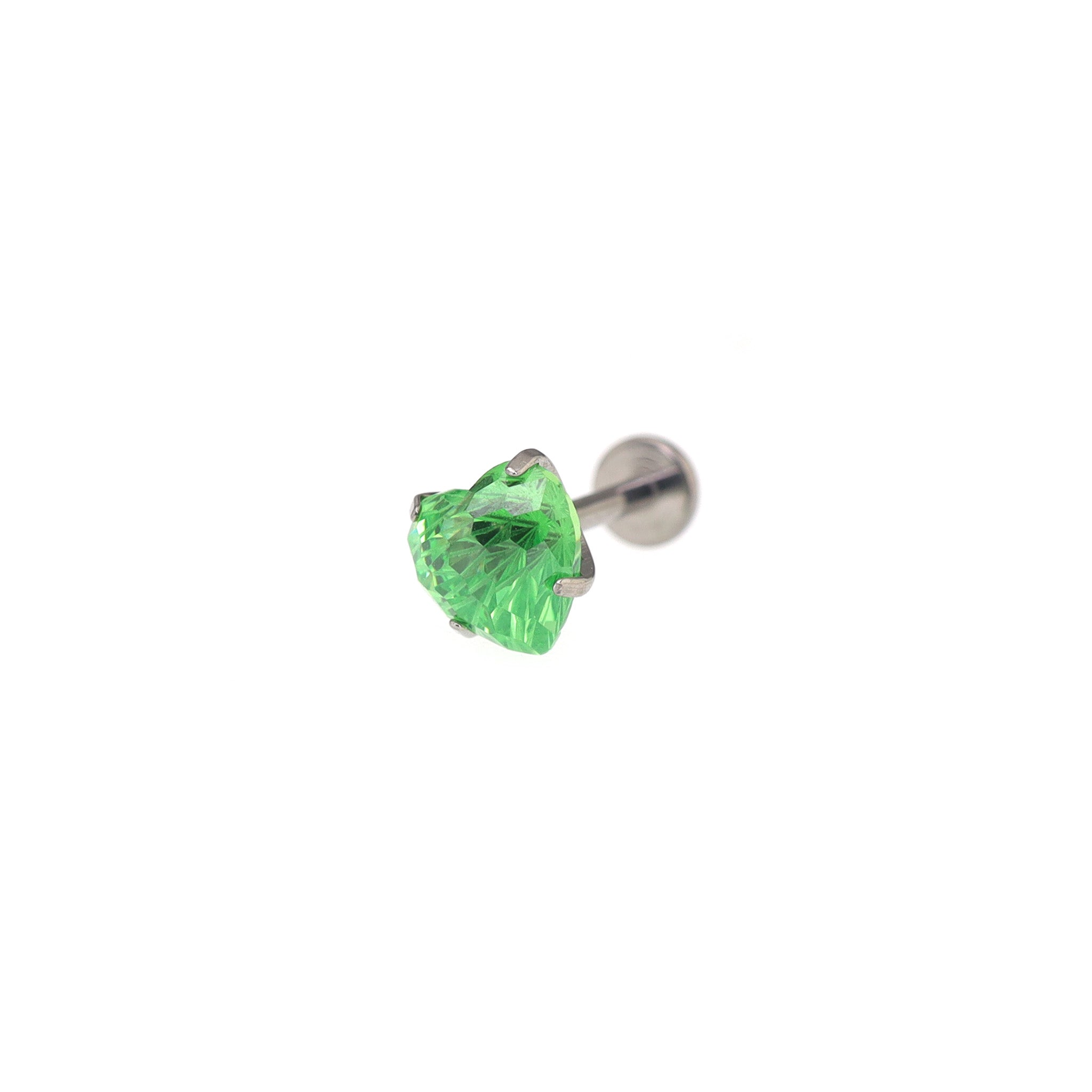 Green Heart Firework-Cut Titanium Internally Threaded Studs - Green Heart Firework-Cut Titanium Internally Threaded Studs - Deep Green / 6mm by CRUXJEWELRY