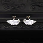 PAIR OF White Wing CZ Internally Threaded stainless steel Studs - PAIR OF White Wing CZ Internally Threaded stainless steel Studs - White / 6mm by CRUXJEWELRY