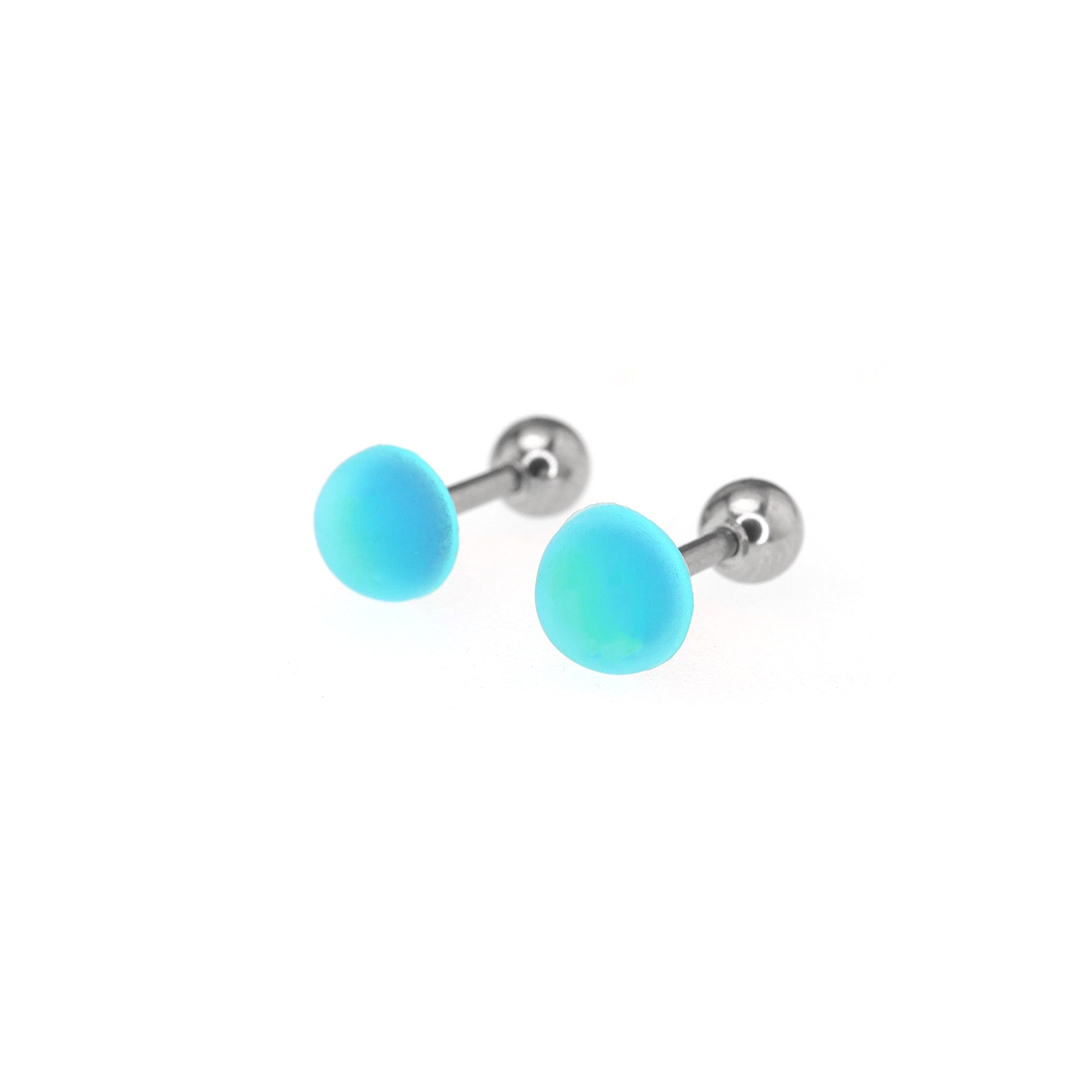 PAIR OF Aurora Multicolored stainless steel Ear Studs - PAIR OF Aurora Multicolored stainless steel Ear Studs - Ocean Blue / 0.8mm/20G by CRUXJEWELRY
