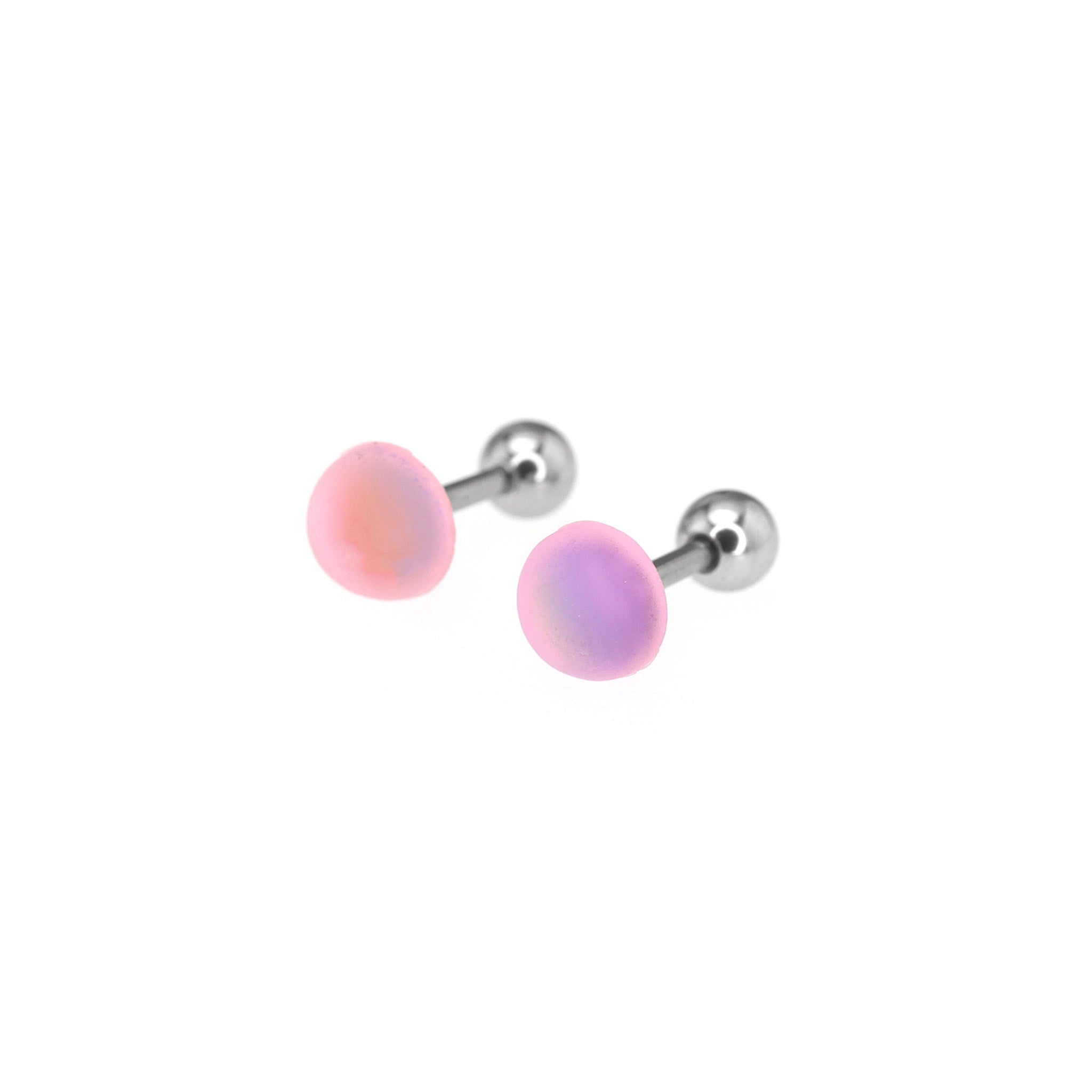 PAIR OF Aurora Multicolored stainless steel Ear Studs - PAIR OF Aurora Multicolored stainless steel Ear Studs - Pink / 0.8mm/20G by CRUXJEWELRY