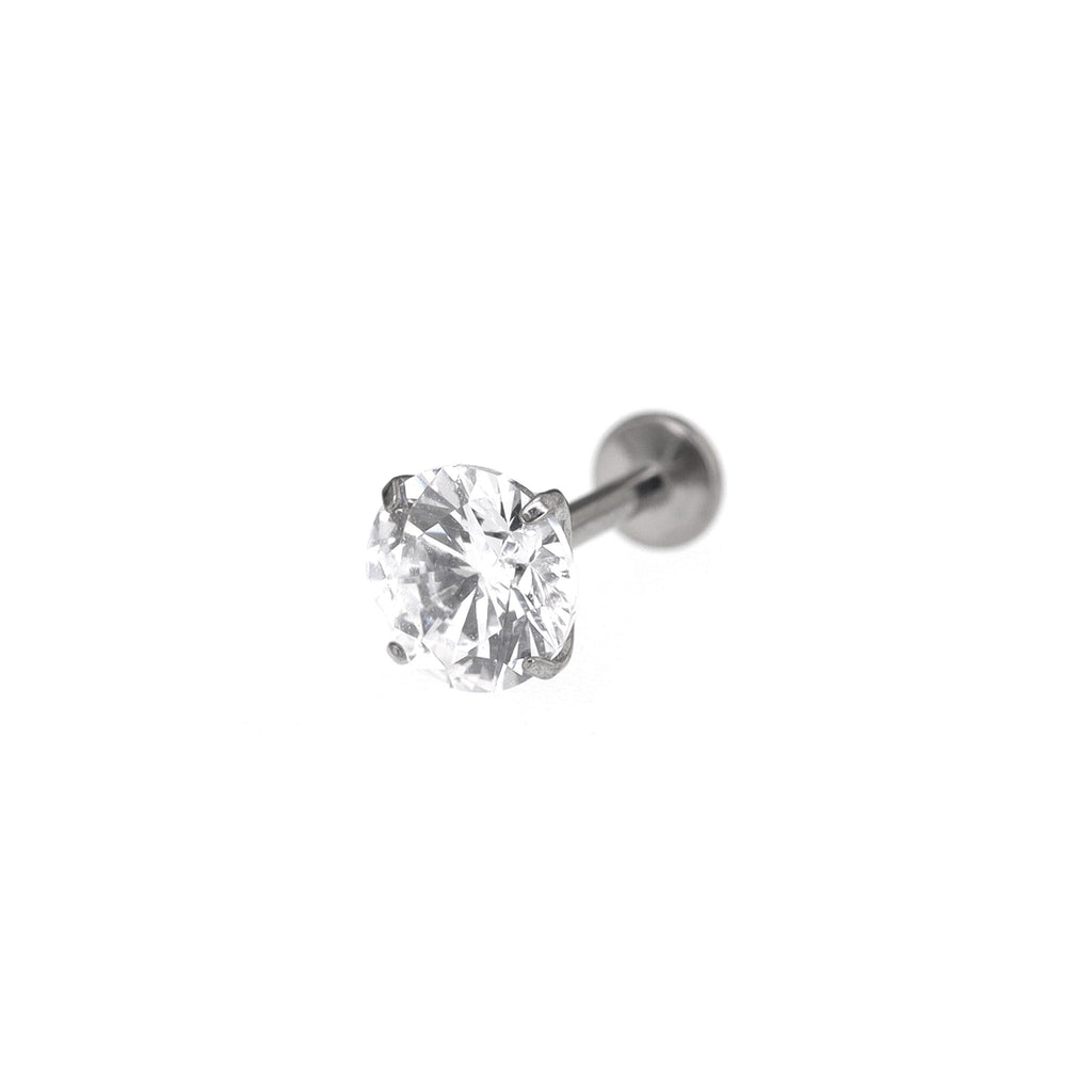 Green Heart Firework-Cut Titanium Internally Threaded Studs - Green Heart Firework-Cut Titanium Internally Threaded Studs - White / 6mm by CRUXJEWELRY