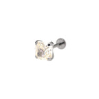 Square Pink & White CZ Titanium Ear Studs - Square Pink & White CZ Titanium Ear Studs - Deep Pink / 6mm / 6mm by CRUXJEWELRY