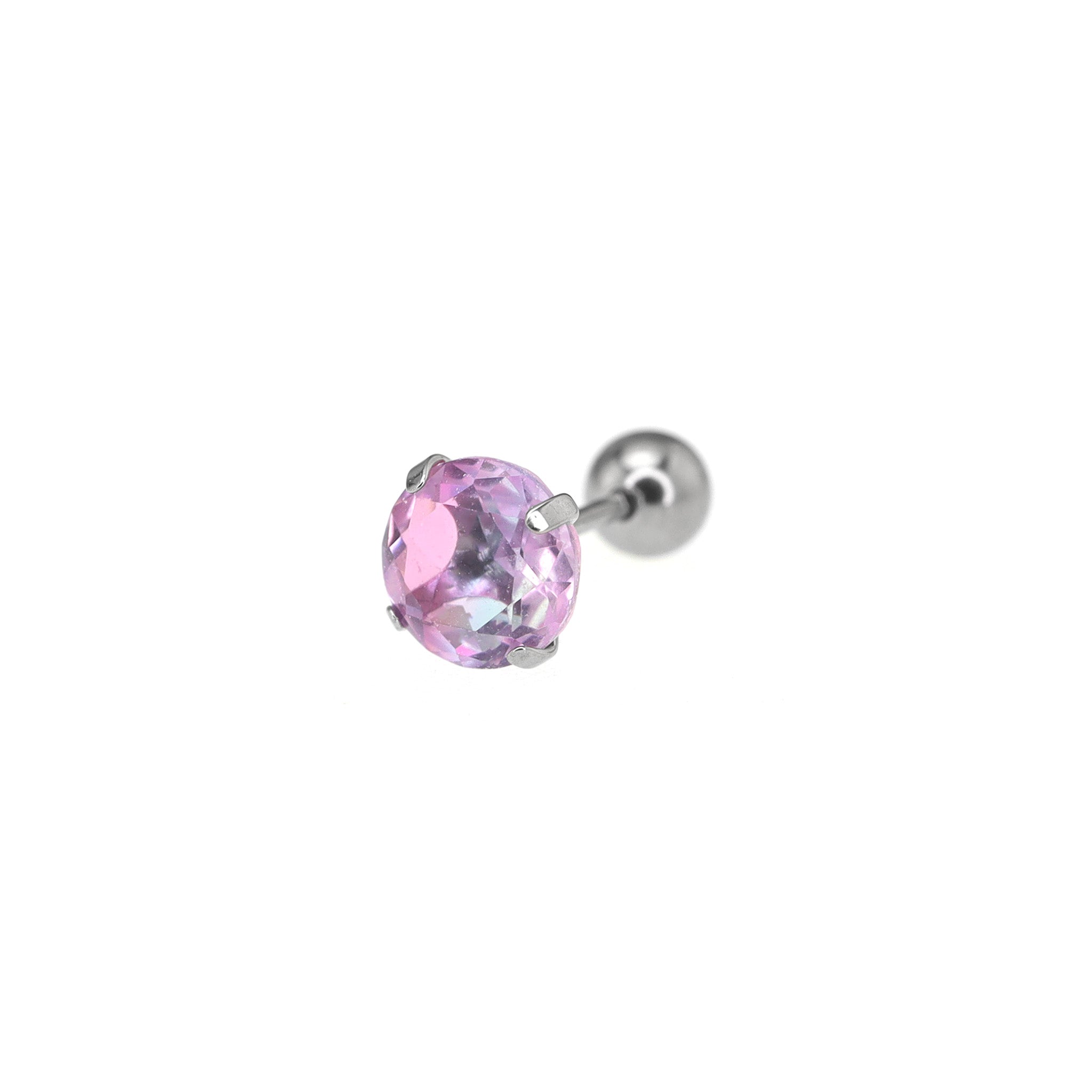 Round Gradient Tourmaline CZ Titanium Ear Studs - Round Gradient Tourmaline CZ Titanium Ear Studs - Purple / 6mm by CRUXJEWELRY