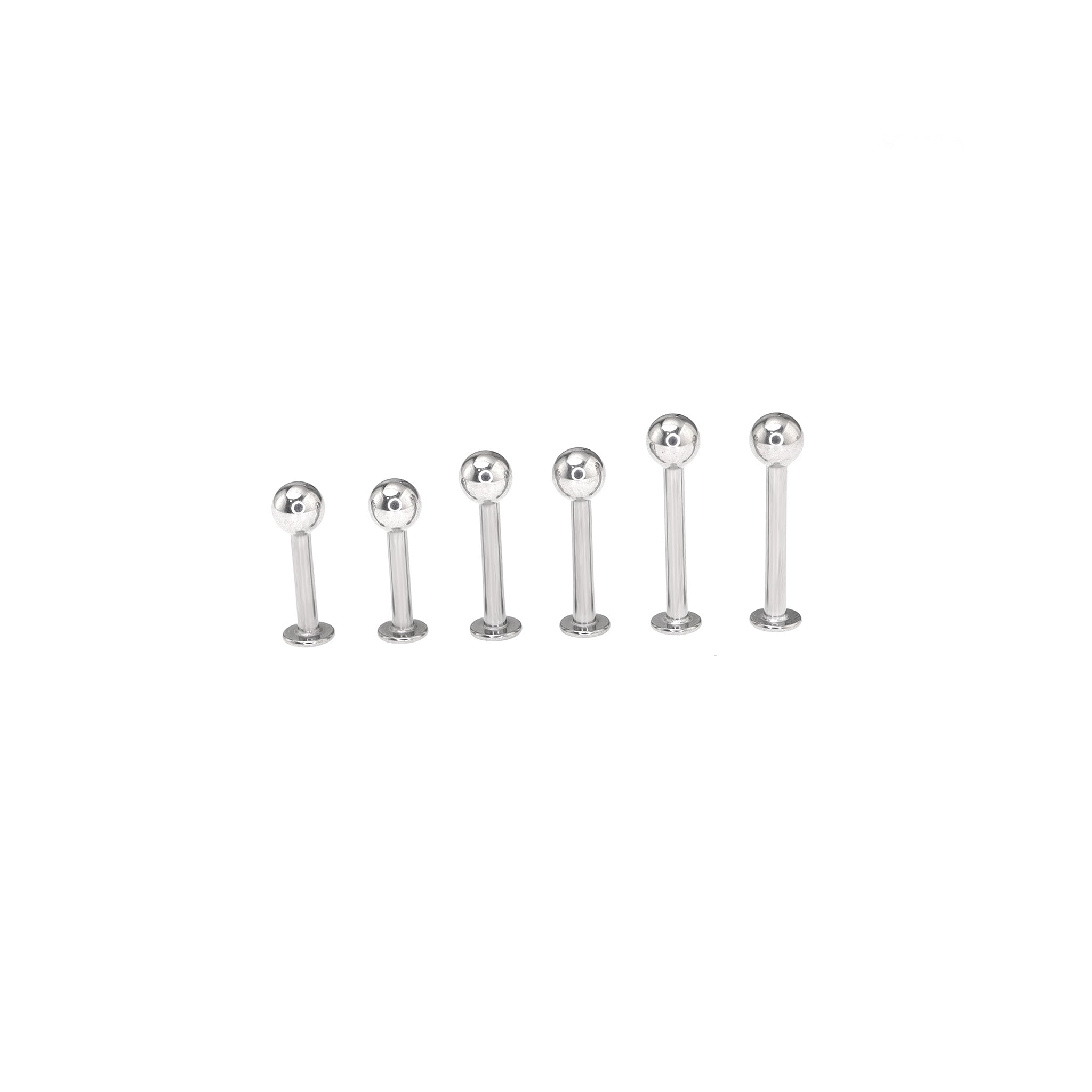 6PCS Flat Back Stainless Steel Tongue Stud Set - 6PCS Flat Back Stainless Steel Tongue Stud Set - 8mm & 10mm & 12mm by CRUXJEWELRY