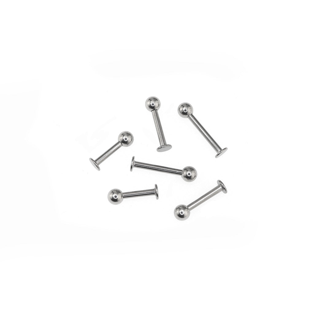 6PCS Flat Back Stainless Steel Tongue Stud Set - 6PCS Flat Back Stainless Steel Tongue Stud Set - 8mm & 10mm & 12mm by CRUXJEWELRY