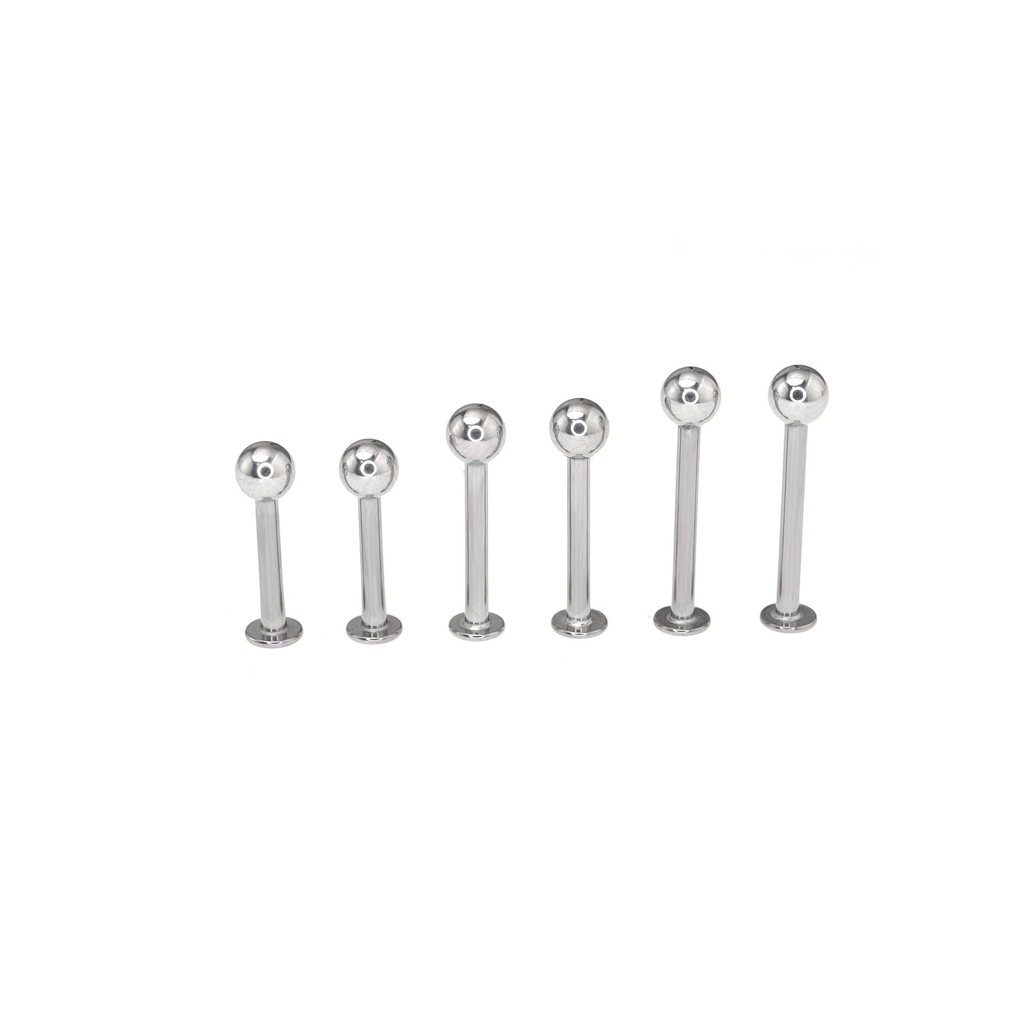 6PCS Flat Back Stainless Steel Tongue Stud Set - 6PCS Flat Back Stainless Steel Tongue Stud Set - 10mm & 12mm & 14mm by CRUXJEWELRY