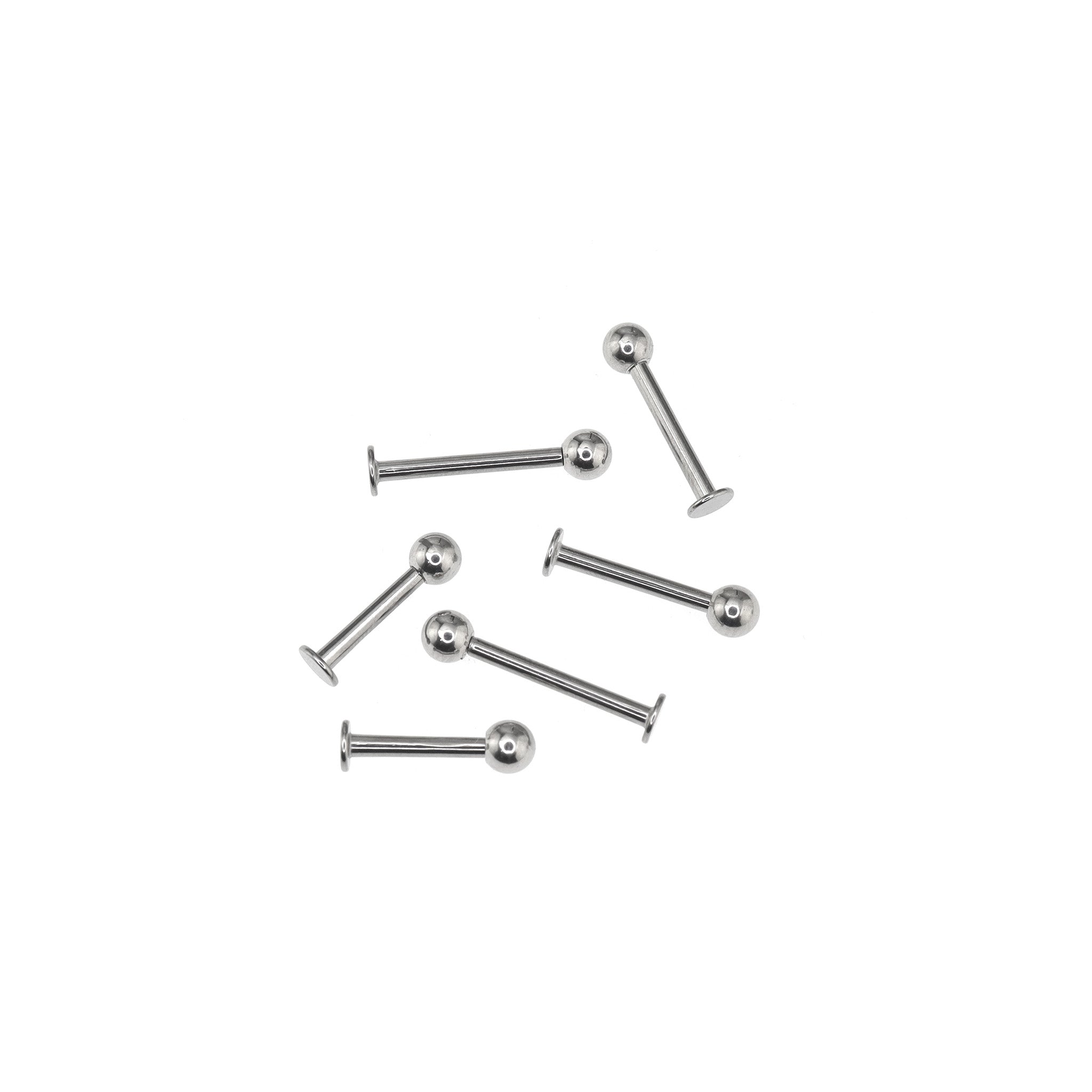 6PCS Flat Back Stainless Steel Tongue Stud Set - 6PCS Flat Back Stainless Steel Tongue Stud Set - 8mm & 10mm & 12mm by CRUXJEWELRY