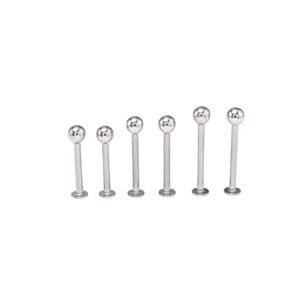 6PCS Flat Back Stainless Steel Tongue Stud Set - 6PCS Flat Back Stainless Steel Tongue Stud Set - 12mm & 14mm & 16mm by CRUXJEWELRY
