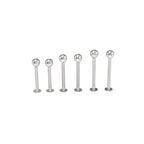 6PCS Flat Back Stainless Steel Tongue Stud Set - 6PCS Flat Back Stainless Steel Tongue Stud Set - 12mm & 14mm & 16mm by CRUXJEWELRY