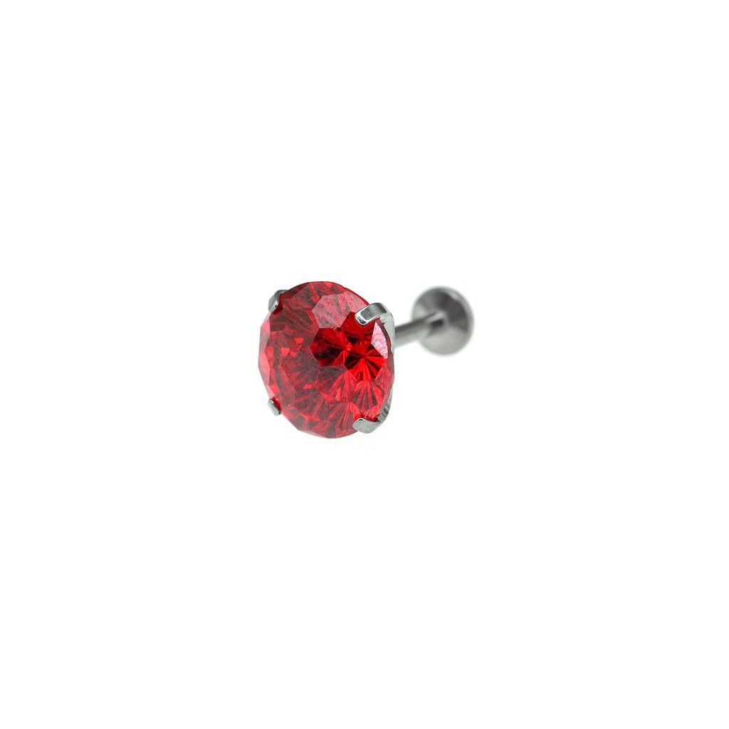 8mm Firework-Cut CZ Titanium Ear Studs - 8mm Firework-Cut CZ Titanium Ear Studs - Red / 6mm by CRUXJEWELRY