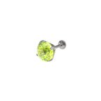 8mm Green Firework-Cut CZ Titanium Ear Studs - 8mm Green Firework-Cut CZ Titanium Ear Studs - Lemon Yellow / 6mm by CRUXJEWELRY