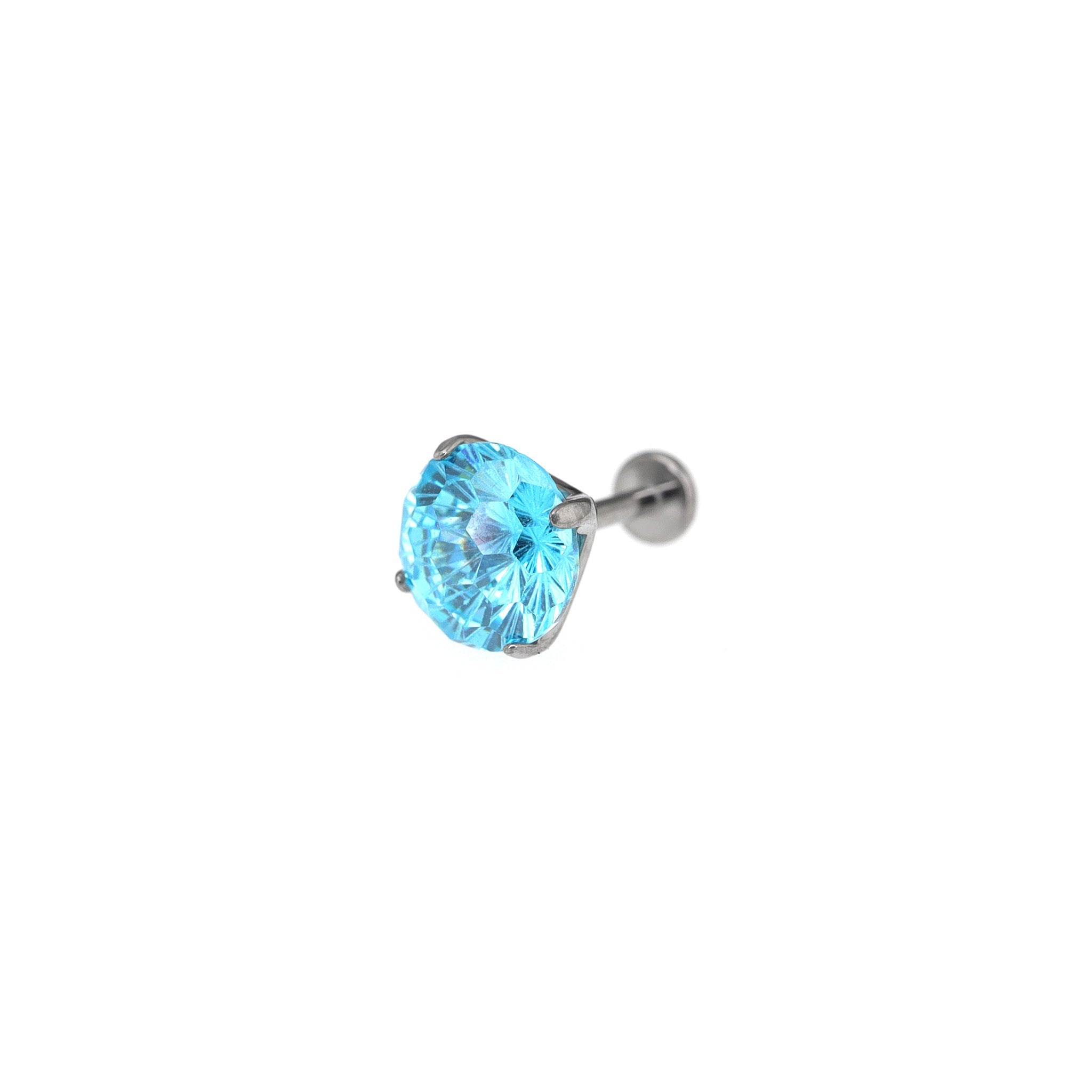8mm Firework-Cut CZ Titanium Ear Studs - 8mm Firework-Cut CZ Titanium Ear Studs - Nebula Blue / 6mm by CRUXJEWELRY