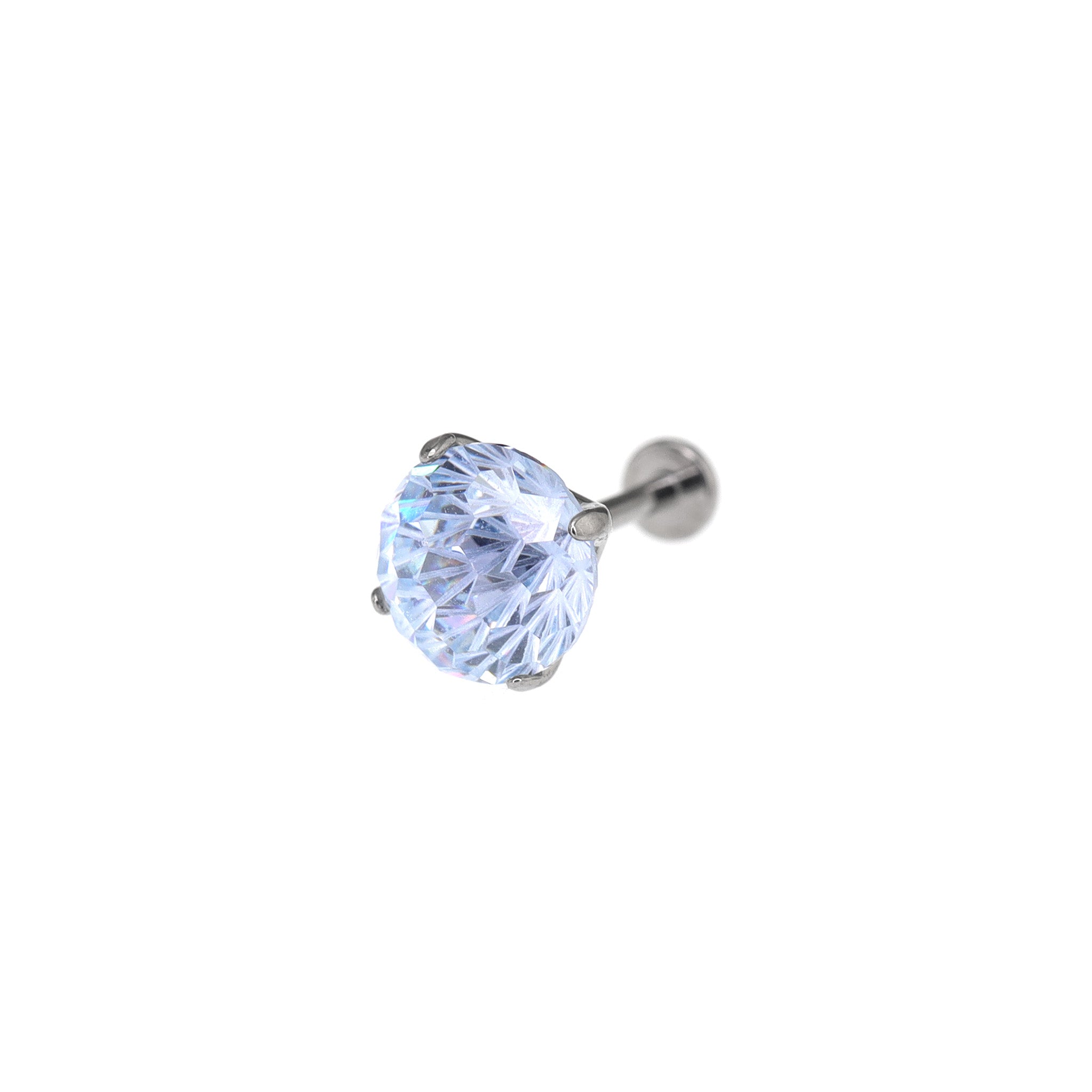 8mm Firework-Cut CZ Titanium Ear Studs - 8mm Firework-Cut CZ Titanium Ear Studs - Haze Blue / 6mm by CRUXJEWELRY