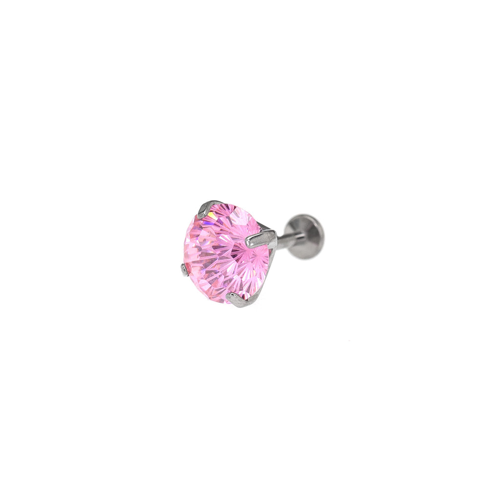 8mm Firework-Cut CZ Titanium Ear Studs - 8mm Firework-Cut CZ Titanium Ear Studs - Pink / 6mm by CRUXJEWELRY