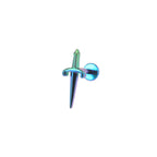 Iridescent Dagger Internally Threaded Titanium Ear Studs - Iridescent Dagger Internally Threaded Titanium Ear Studs - Blue-Green Gradient / 6mm by CRUXJEWELRY